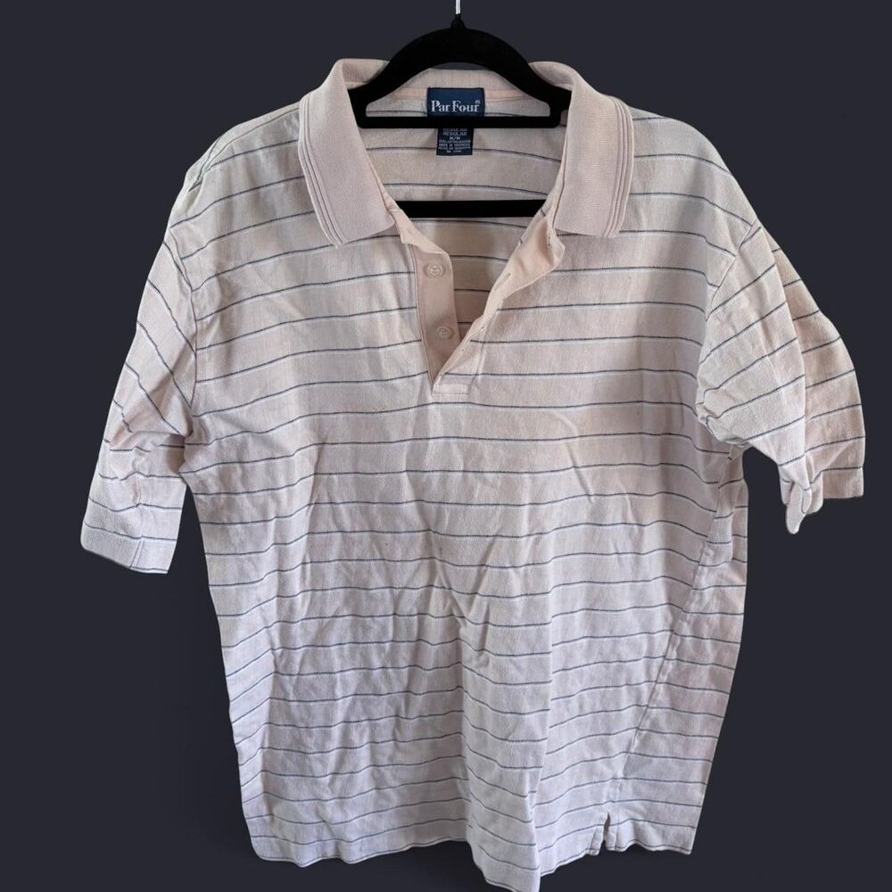 Vintage 1990s Par Four Striped Cotton Polo Shirt